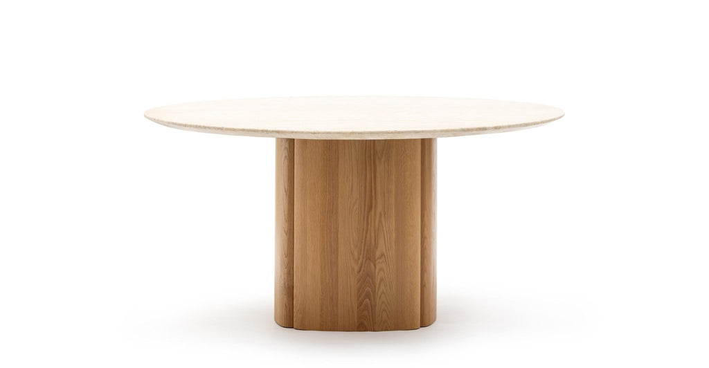 Tathra 155 Table - Light Oak & Travertine.