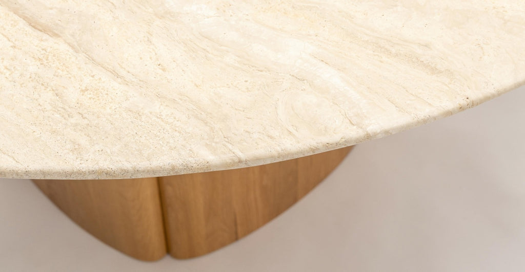 Tathra 155 Table - Light Oak & Travertine.