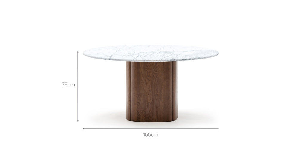 Tathra 155 Table - Smoked Oak & Bianca Carrara.