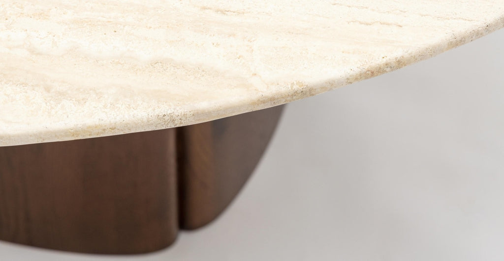 Tathra 155 Table - Smoked Oak & Travertine.