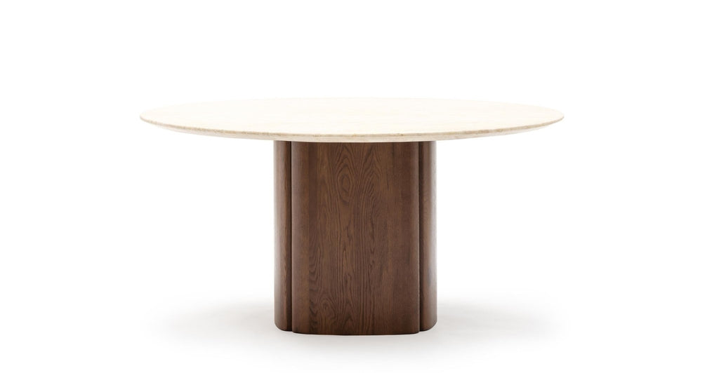 Tathra 155 Table - Smoked Oak & Travertine.