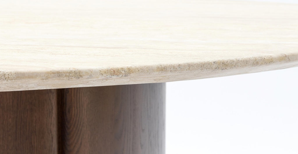 Tathra 155 Table - Smoked Oak & Travertine.