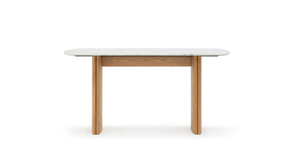 Tathra Console - Light Oak & Bianca Carrara.