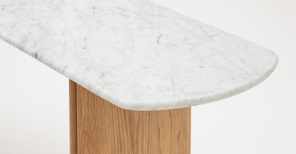 Tathra Console - Light Oak & Bianca Carrara.