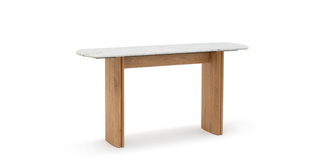 Tathra Console - Light Oak & Bianca Carrara.