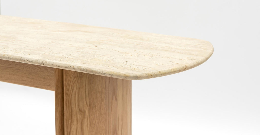 Tathra Console - Light Oak & Travertine.