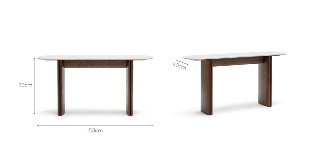 Tathra Console - Smoked Oak & Bianca Carrara.