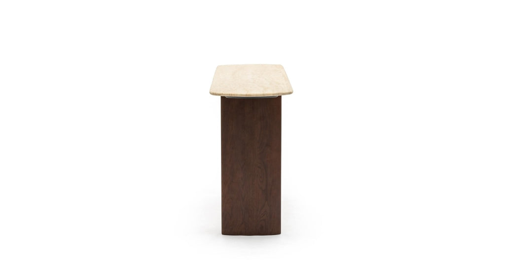 Tathra Console - Smoked Oak & Travertine.