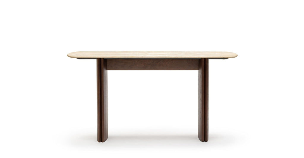 Tathra Console - Smoked Oak & Travertine.