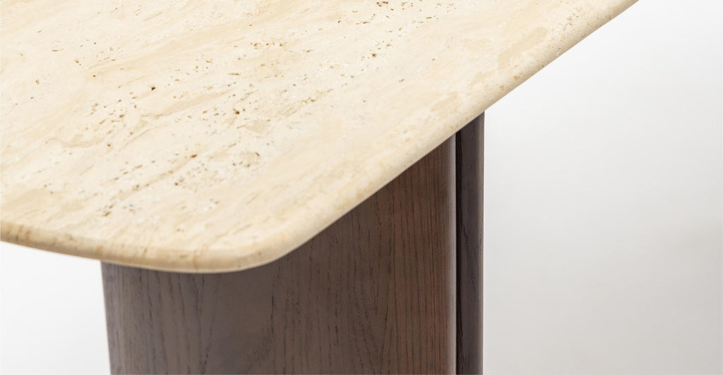 Tathra Console - Smoked Oak & Travertine.