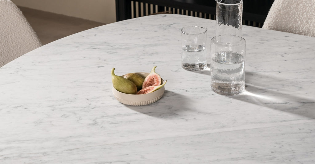 Tathra Table - Black Oak & Bianca Carrara.