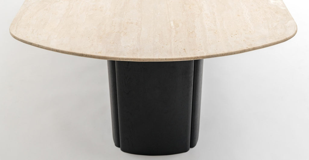 Tathra Table - Black Oak & Travertine.