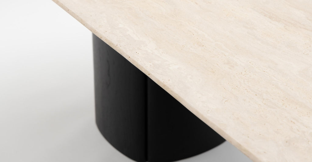 Tathra Table - Black Oak & Travertine.