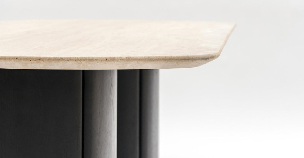 Tathra Table - Black Oak & Travertine.