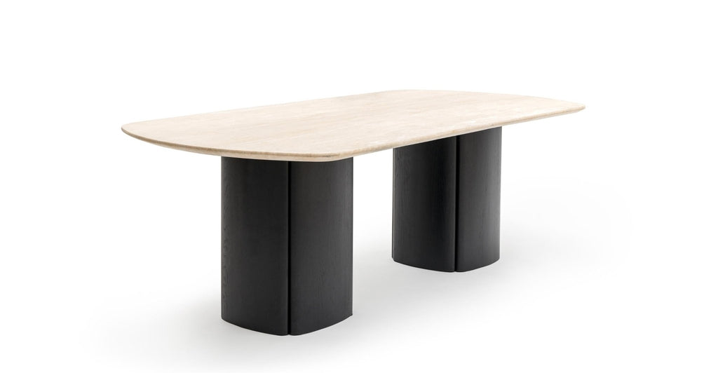 Tathra Table - Black Oak & Travertine.