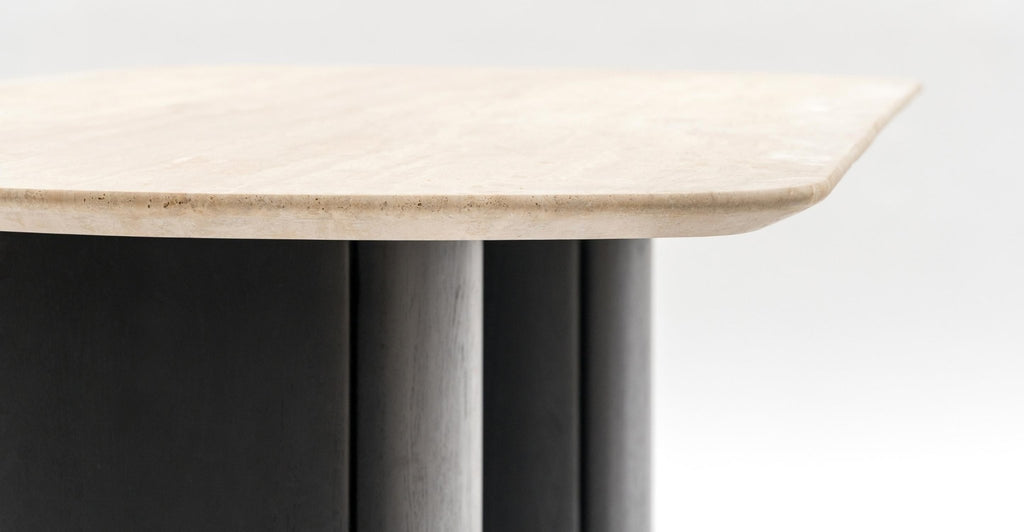 Tathra Table - Black Oak & Travertine.