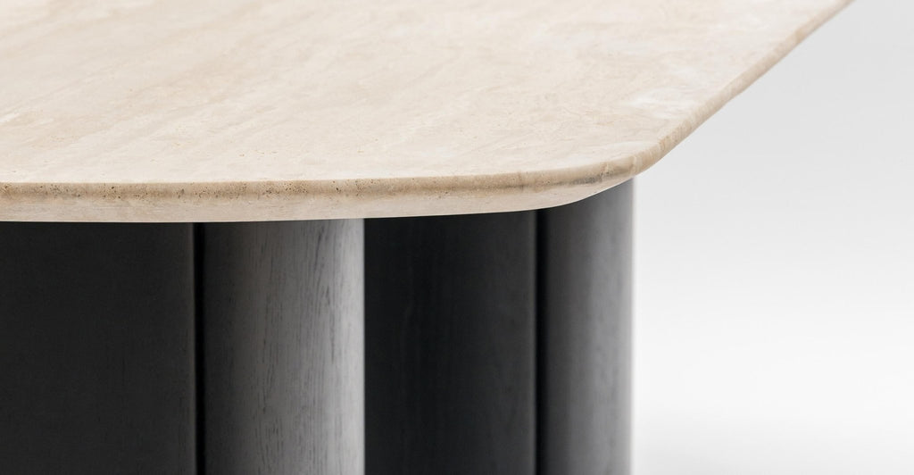 Tathra Table - Black Oak & Travertine.