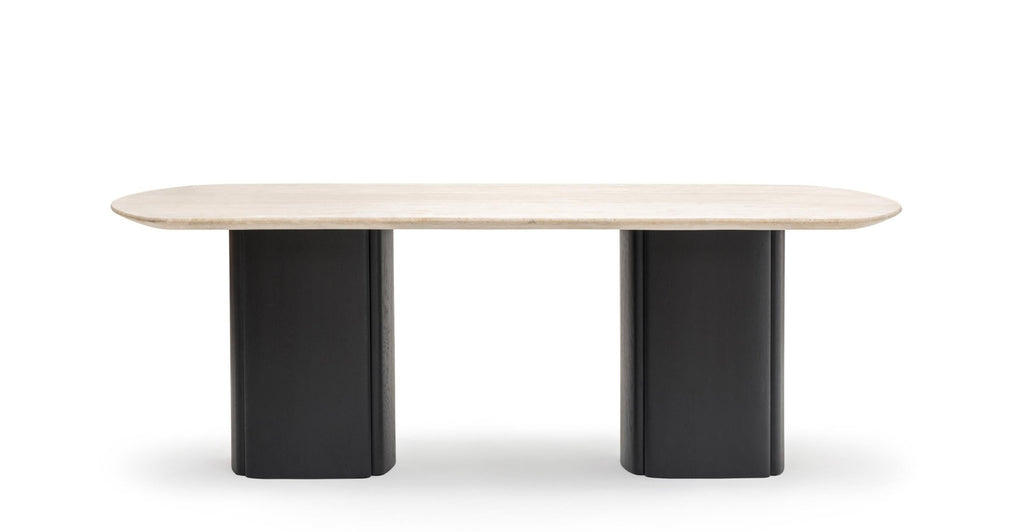 Tathra Table - Black Oak & Travertine.