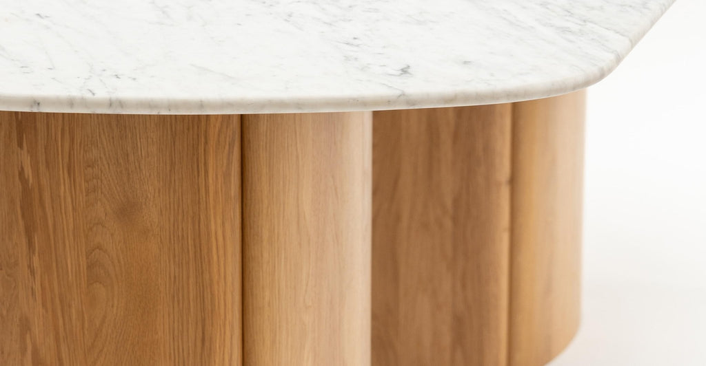 Tathra Table - Light Oak & Bianca Carrara.