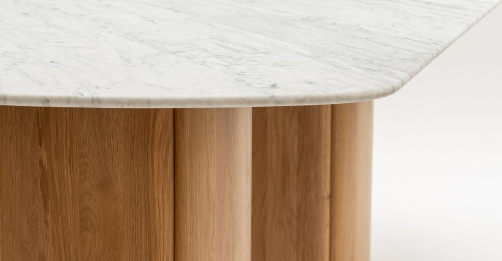 Tathra Table - Light Oak & Bianca Carrara.