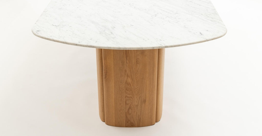 Tathra Table - Light Oak & Bianca Carrara.