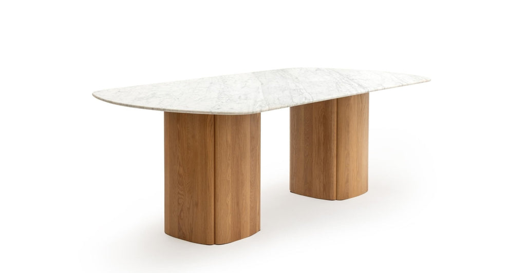 Tathra Table - Light Oak & Bianca Carrara.