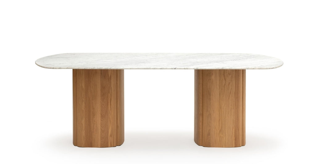 Tathra Table - Light Oak & Bianca Carrara.