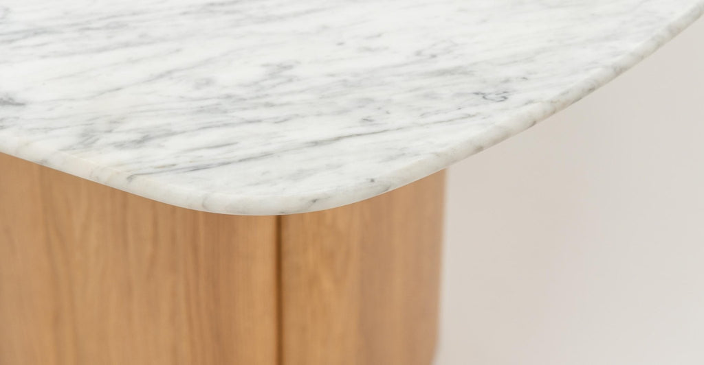 Tathra Table - Light Oak & Bianca Carrara.