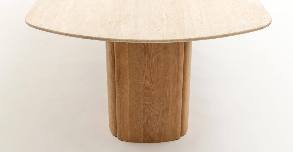 Tathra Table - Light Oak & Travertine.