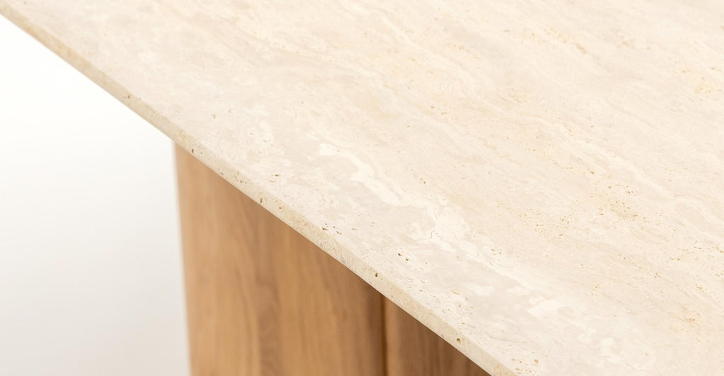 TATHRA TABLE - LIGHT OAK & TRAVERTINE - THE LOOM COLLECTION