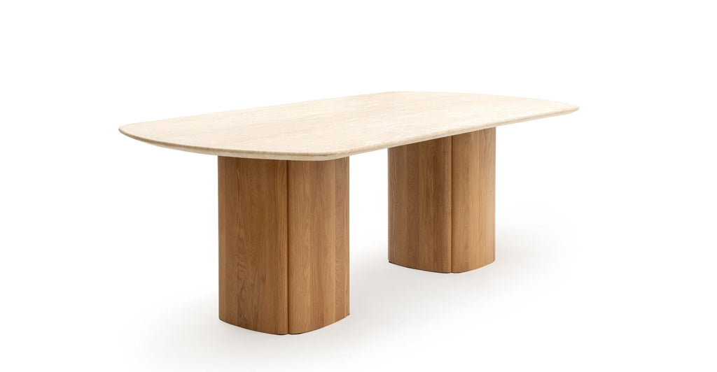 Tathra Table - Light Oak & Travertine.