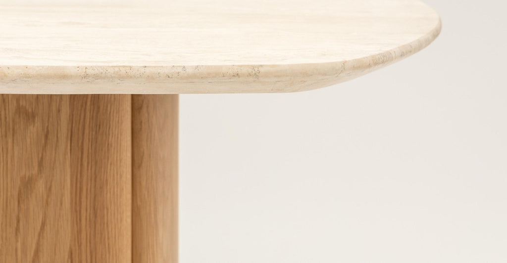 TATHRA TABLE - LIGHT OAK & TRAVERTINE - THE LOOM COLLECTION