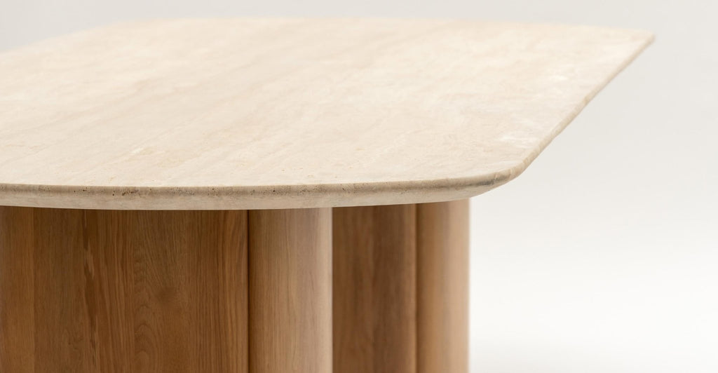 Tathra Table - Light Oak & Travertine.