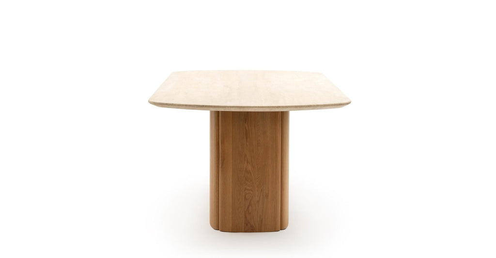 Tathra Table - Light Oak & Travertine.