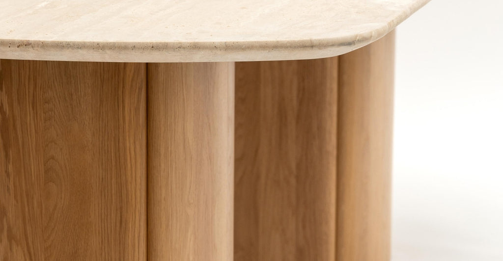 TATHRA TABLE - LIGHT OAK & TRAVERTINE - THE LOOM COLLECTION