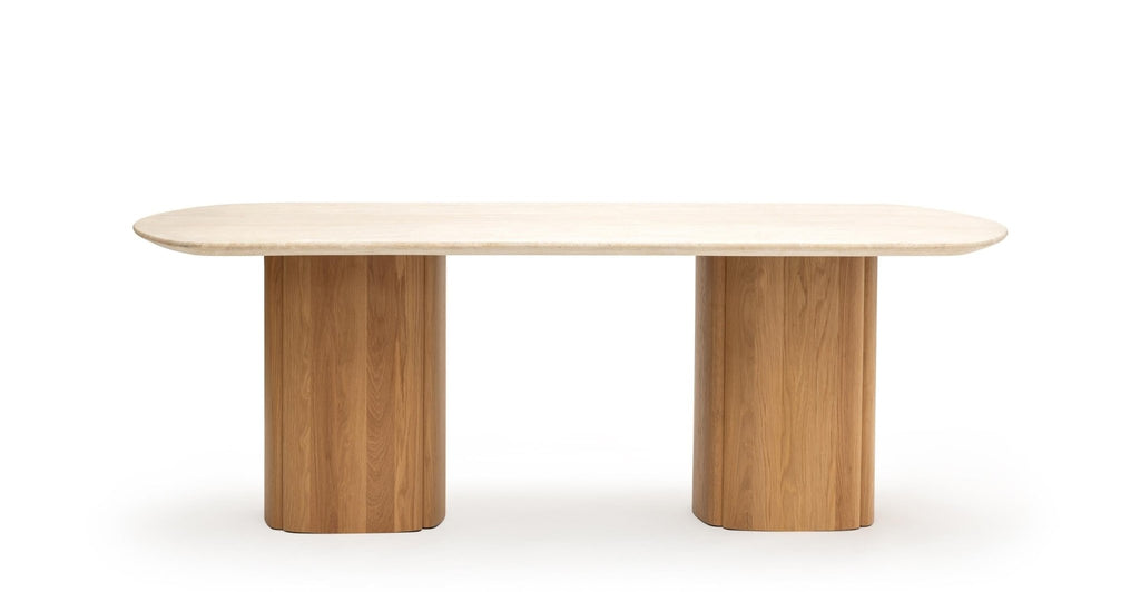 Tathra Table - Light Oak & Travertine.