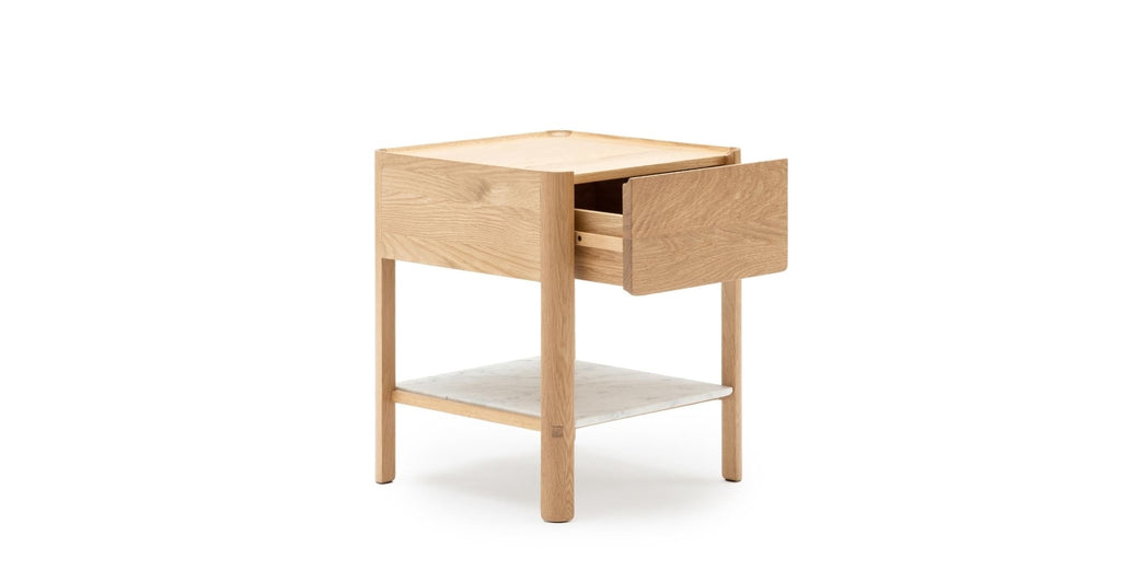 Tye Nightstand 45 - Light Oak & Bianca Carrara.