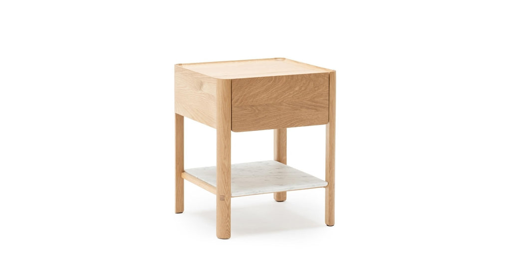 Tye Nightstand 45 - Light Oak & Bianca Carrara.