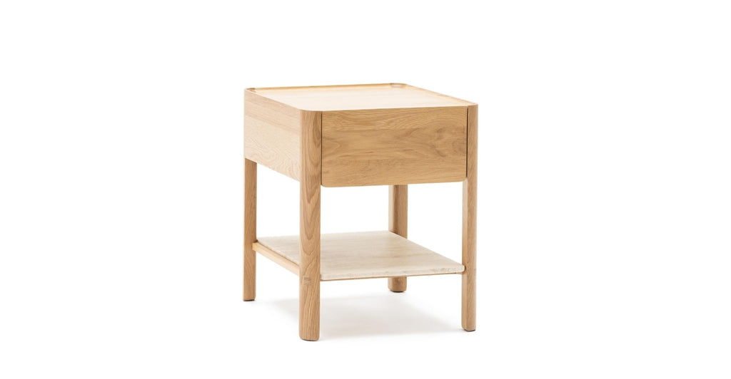 Tye Nightstand 45  - Light Oak & Travertine.