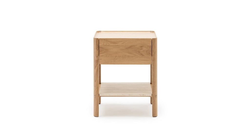 Tye Nightstand 45  - Light Oak & Travertine.