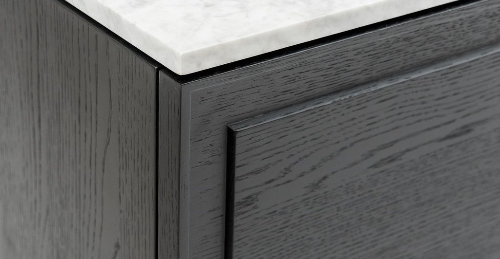 Yorke 220 Entertainment Unit - Black Oak & Bianca Carrara.