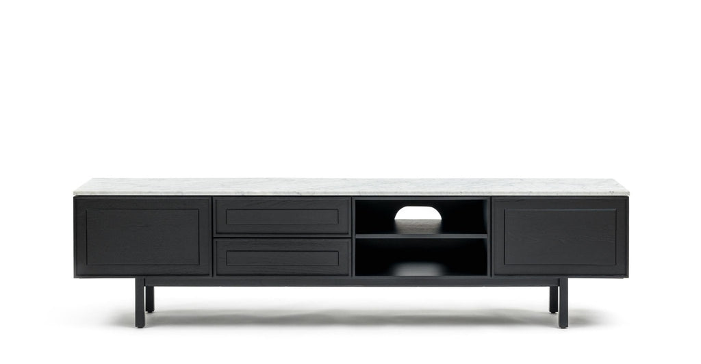 Yorke 220 Entertainment Unit - Black Oak & Bianca Carrara.