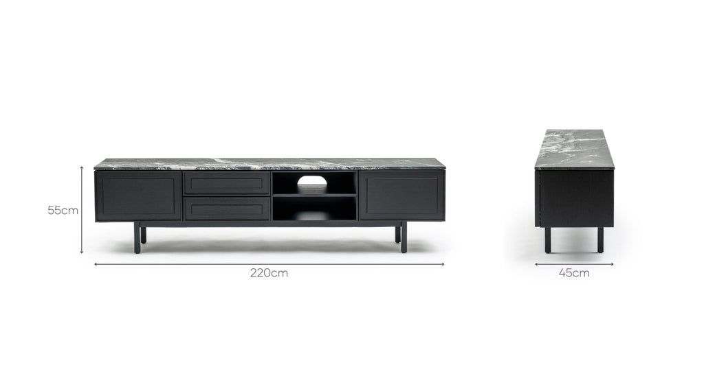 Yorke 220 Entertainment Unit - Black Oak & Nero Perlato.