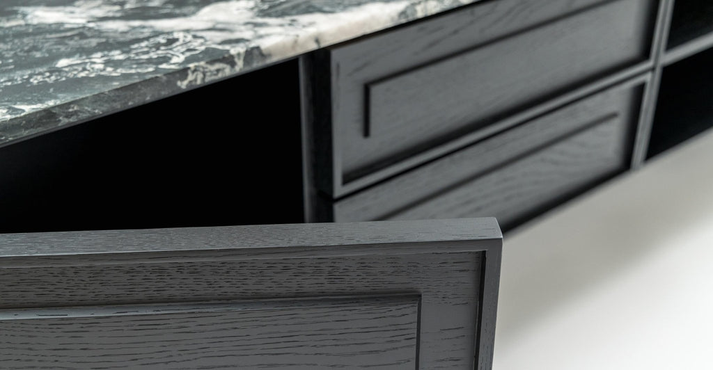 Yorke 220 Entertainment Unit - Black Oak & Nero Perlato.