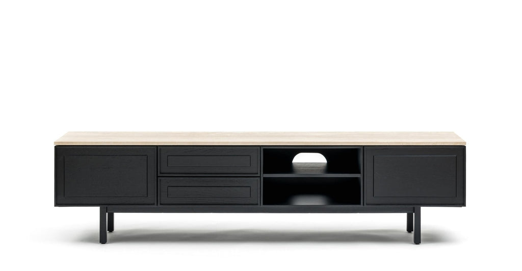 Yorke 220 Entertainment Unit - Black Oak & Travertine.