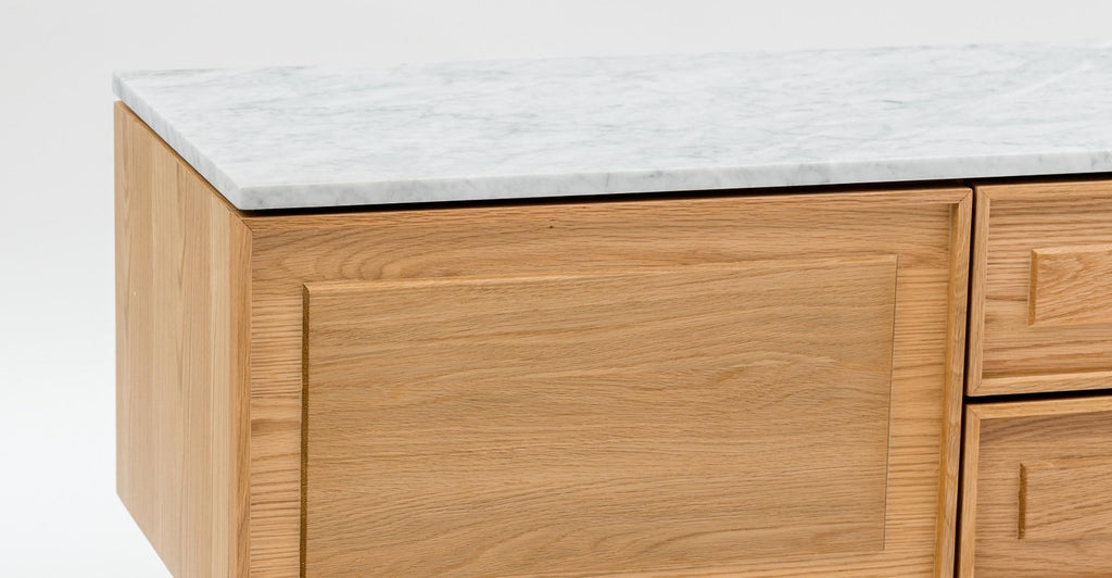 Yorke 220 Entertainment Unit - Light Oak & Bianca Carrara.