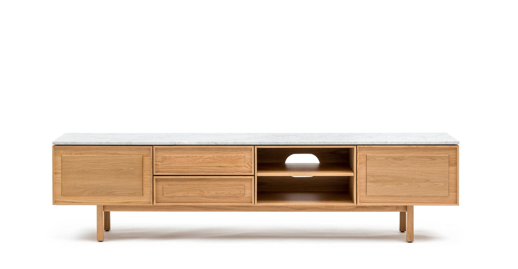 Yorke 220 Entertainment Unit - Light Oak & Bianca Carrara.