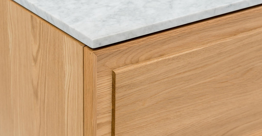 Yorke 220 Entertainment Unit - Light Oak & Bianca Carrara.