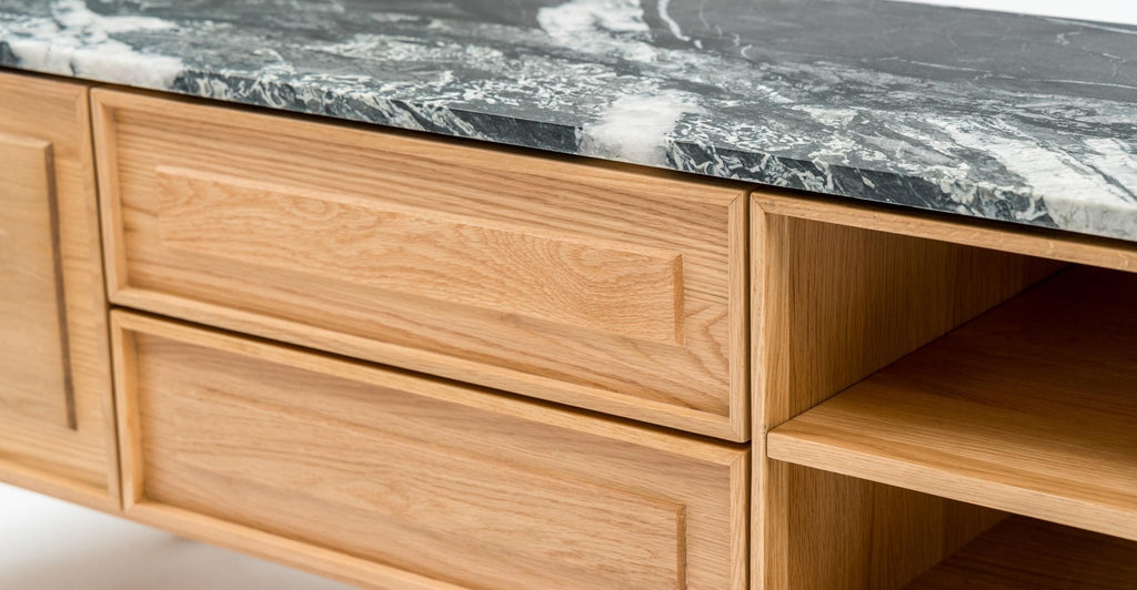 Yorke 220 Entertainment Unit - Light Oak & Nero Perlato.