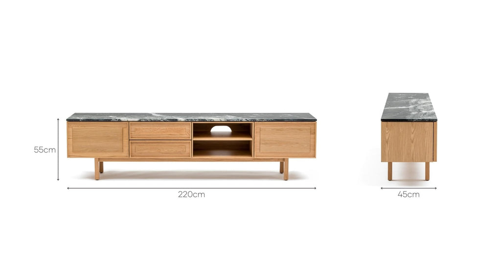 Yorke 220 Entertainment Unit - Light Oak & Nero Perlato.